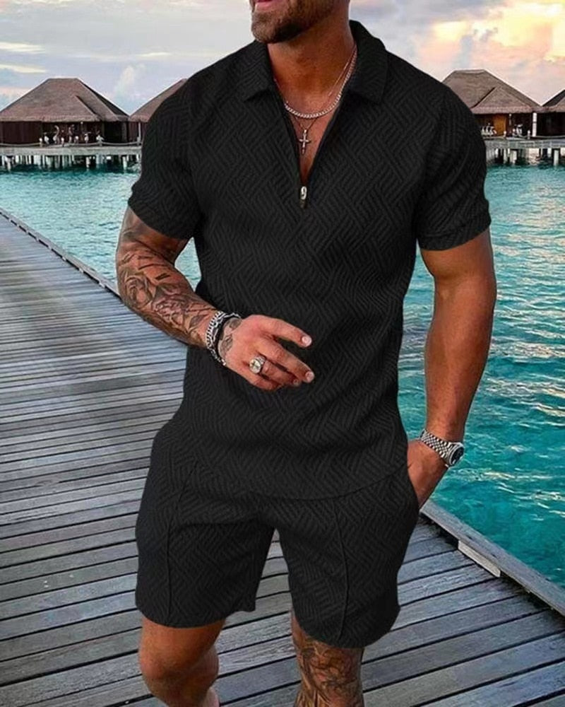 New Summer Men Polo Shirt Men Clothing Polo Shirts Set Streetwear 3D Printing Short Sleeve Suit