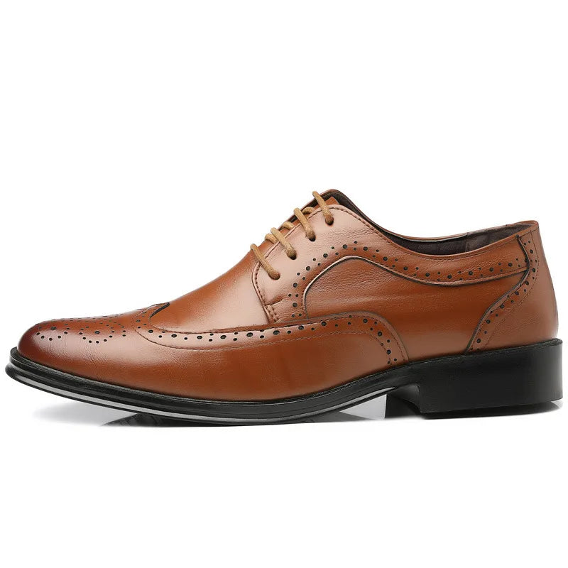 Herren Schnürschuhe Handgefertigt Brogue-Stil Party Lederschuhe Hochzeitsschuhe Herren Flats PU-Leder Business-Schuhe Atmungsaktive Business Loafers