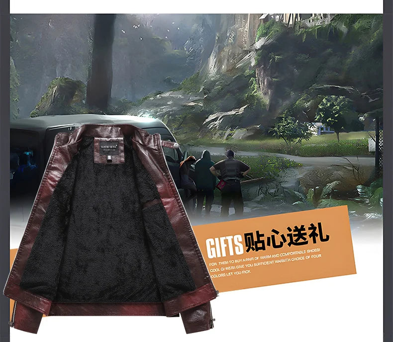 Men's Autumn Winter Men High Quality Fashion Coat Leather Jacket Motorcycle Style Male Casual Jackets For Warm Overcoat US Size