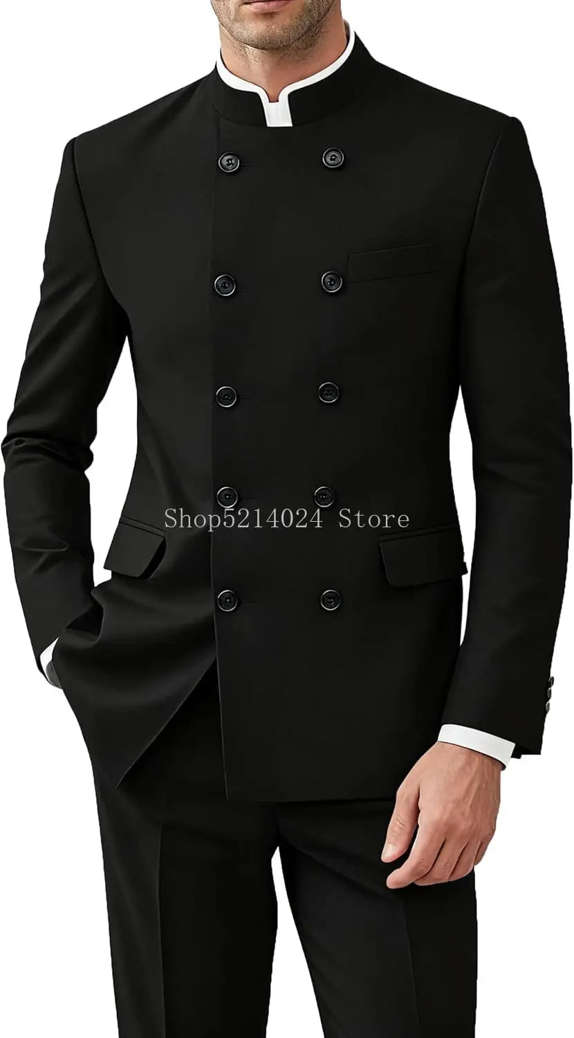 Men 2 Pieces  Suit   Suits for Men Gold Button Jacket Pant Set Traditional Wedding