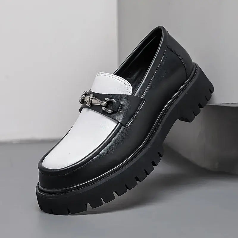 Britischer Stil Metall Schnalle Slipper Herren Dicksohlige Hochzeitsschuhe Neue Formelle Business Komfort Schuhe Slip-on Leder Freizeitschuhe