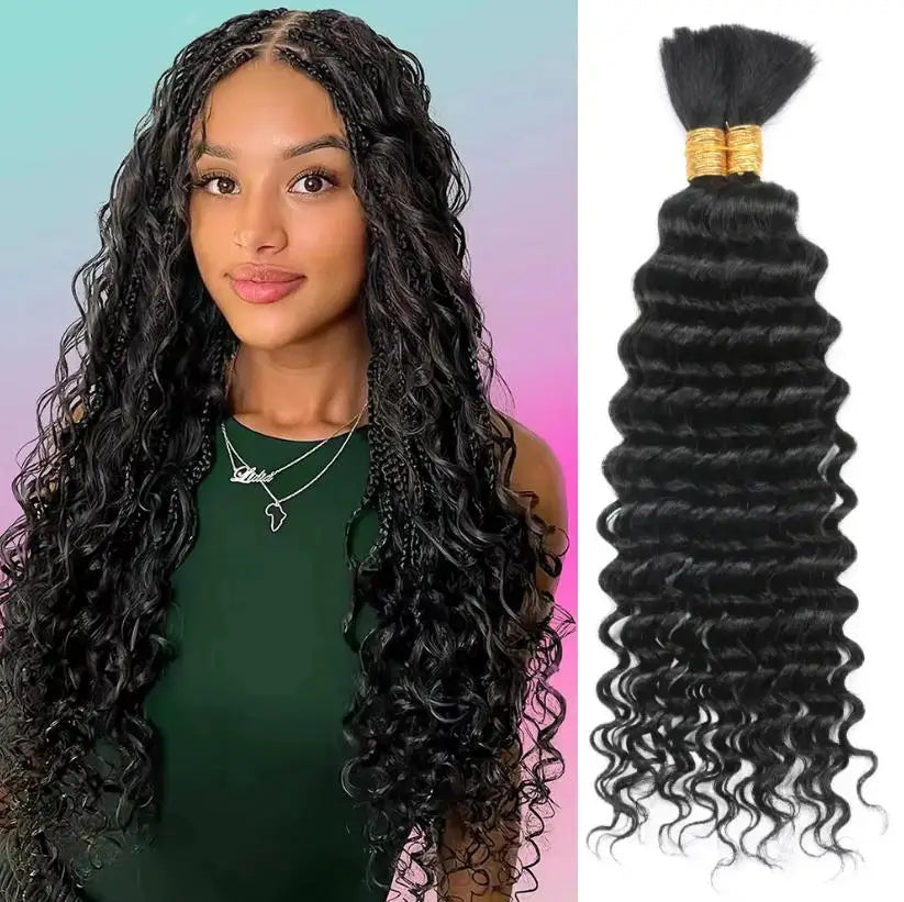 Human Braiding Hair Deep Water Wave Bulk No Weft Design 110g 1 Bulks Full Thick Bouncy Curly Bulk Hair Extensions For Braids