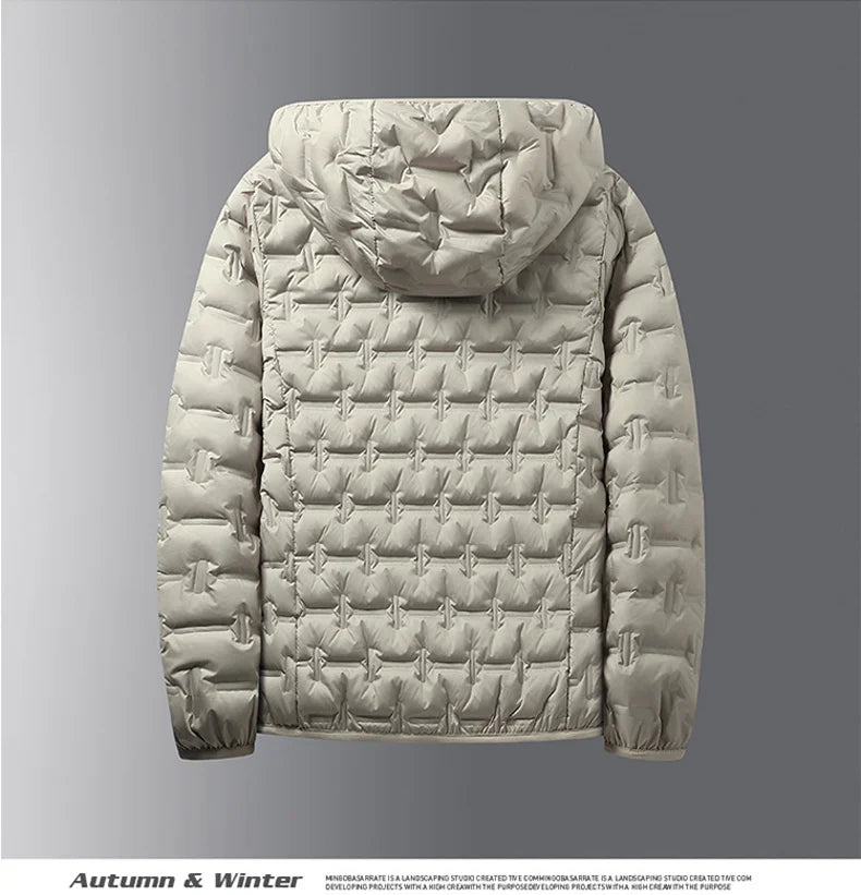 Winter White Down Jacket Men Graphene Self-heating Windproof Pleated Hooded Puffer Jackets Casual Warm Down Coats Male Clothing