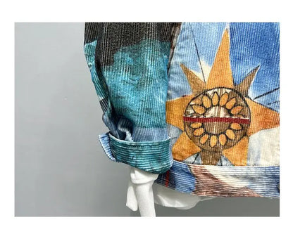 Original Jacket Korean Port Style Printed Lapel Coat Trend Casual Loose Coat Men's New China-Chic