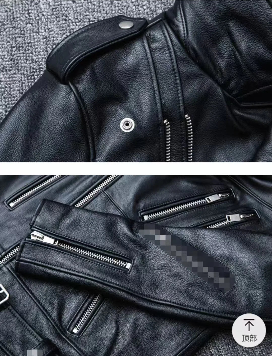 Winter and Autumn Men's Oversized Button-down PU Leather Coat with Multiple Zippers Polo Jacket, with Many Zippers