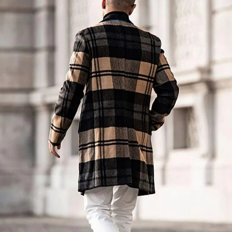 Autumn Winter New Fashion Men's Woolen Coats Solid Color Single Breasted Lapel Long Coat Jacket Casual Overcoat Casual Trench