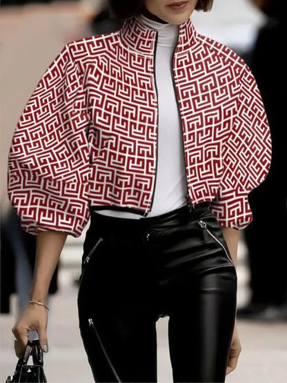 Women Jackets Print Outwear Zipper Outfit  Spring Autumn Fashion Short Thin Female Jackets Street Lady Casual Coats Tops