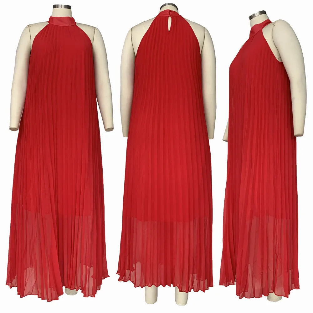 Wmstar Damen Übergröße Langarmkleid Ärmellos Bandage Neckholder Hohl Gesplitzt A-Linie Maxikleider Outfits Großhandel Dropshipping