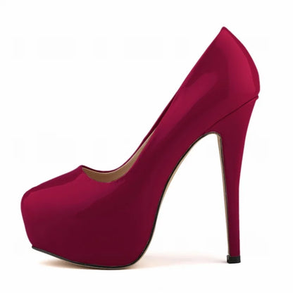 Sexy High Platform Party Shoes  New Women Concise Solid Patent Leather High Heels Shoes Fashion Shallow Wedding Shoes Woman