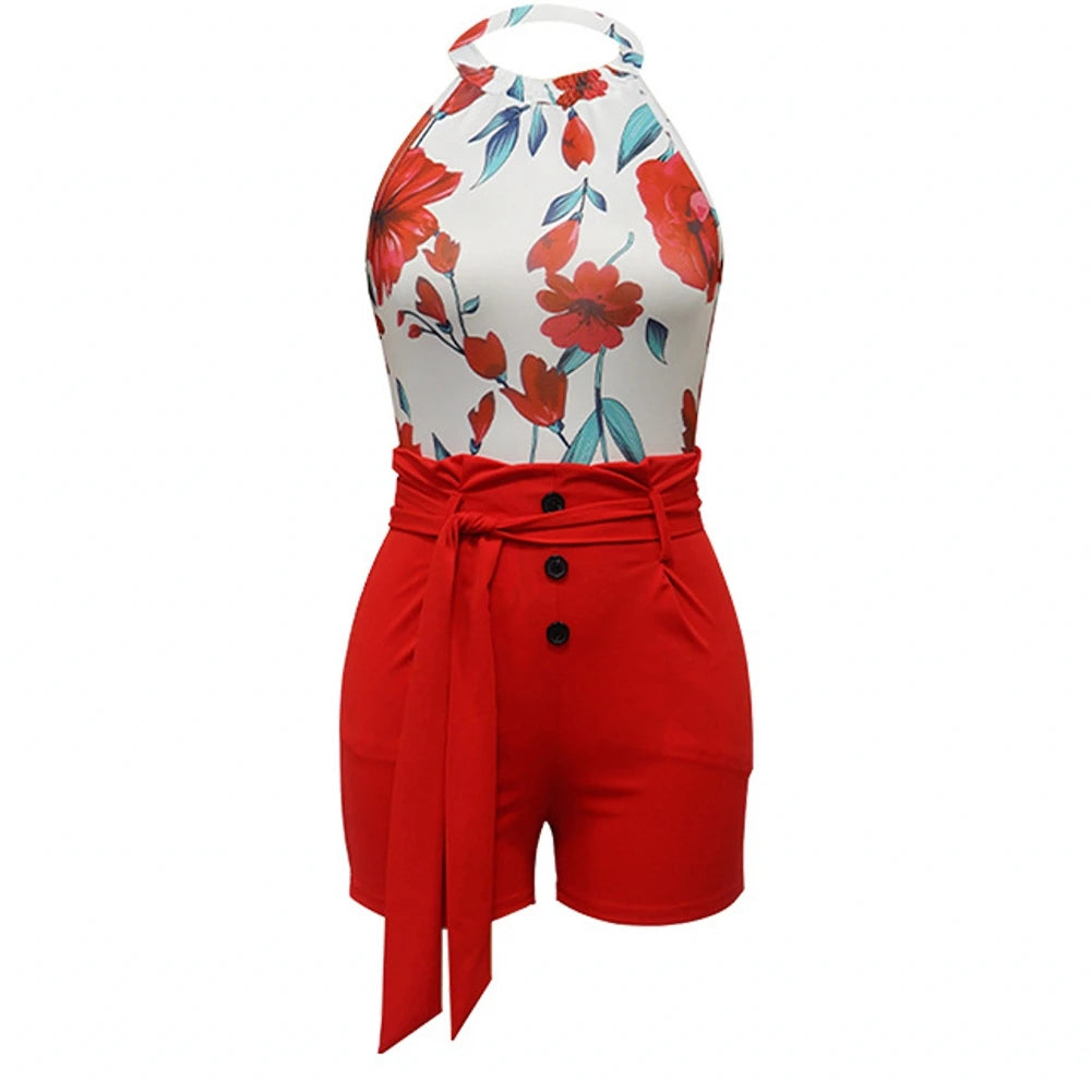 2 Pieces Sexy Fashion Women Sets 2024 Spring Summer Female Tops Sleeveless Shirt Blouse And Shorts Suit Matching Sets Outfit