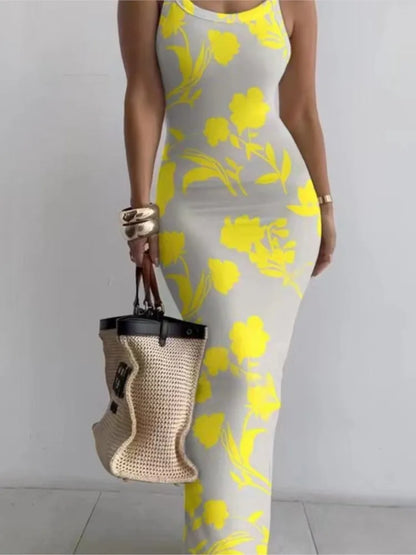 Dresses For Women  Sexy Spaghetti Strap Color Printed Long Dress Evening Y2k Sleeveless Solid Skinny Bodycon Maxi Vestidos
