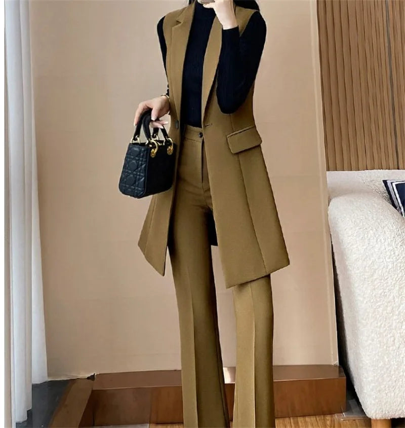 2024 New High-end Female Professional Suit Fashion Elegant Lady Sleeveless Vests Spring Autumn Women's Blazer Vest