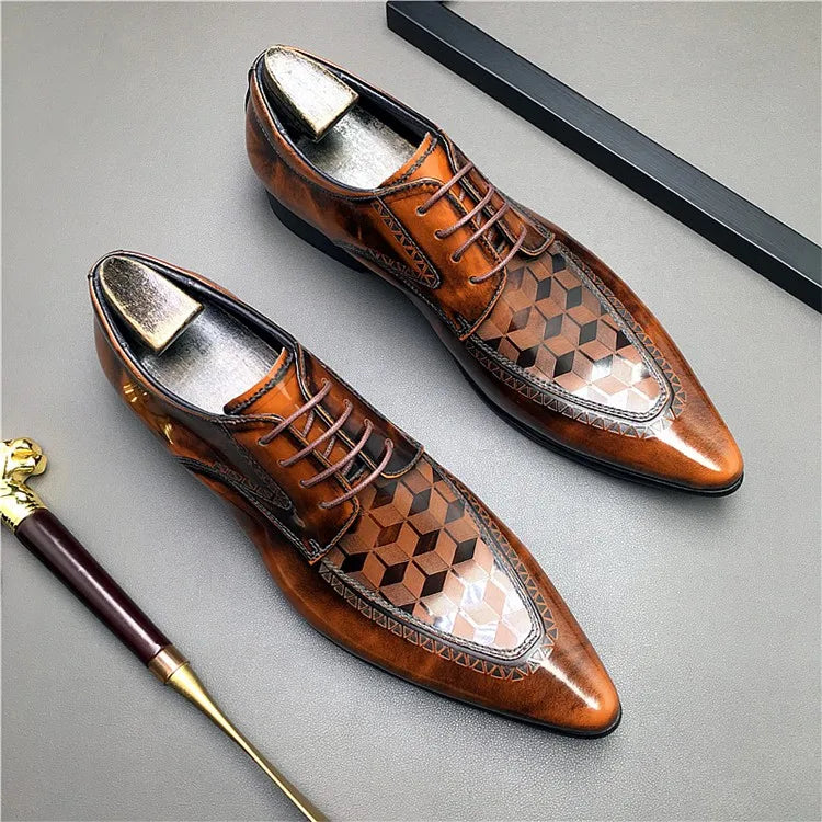 Pointed Toe Men's oxford Shoes Italian Genuine Leather Shoes Formal Men's Shoes Black Brown Lace Up Wedding Office Dress Shoe
