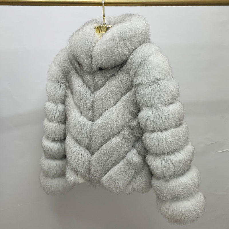 Women's Winter Coats Real Fox Fur Coat Thick Warm Full Sleeves Hooded High Quality Natural Fur Fashion Jacket Customizable Size