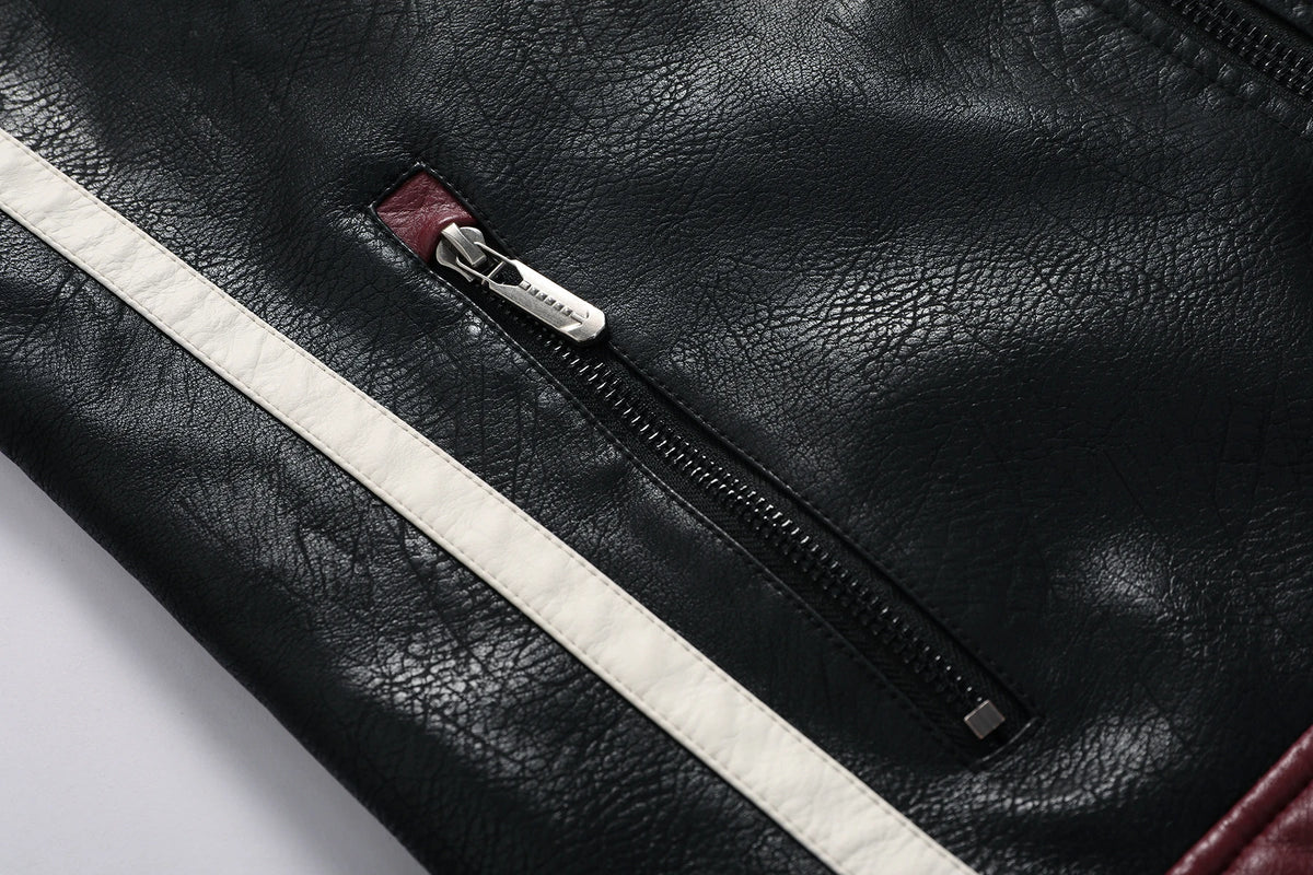 Men's PU Leather Coat Thickened Biker Jacket