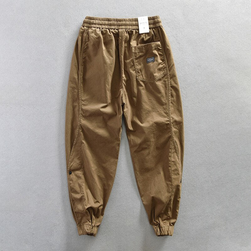 2023 Spring Summer New 100% Cotton Casual Cargo Pants for Men Solid Color Big Pocket Trousers Men Clothing Oversize AZ620