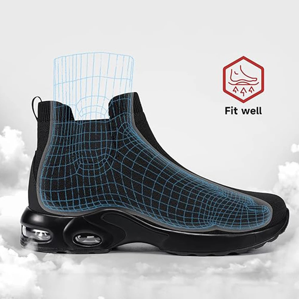 LARNMERN Steel Toe Shoes for Men Women Water Resistant Work Boots Non Slip Safety Sneakers Slip On Industrial Air Cushion Chelse