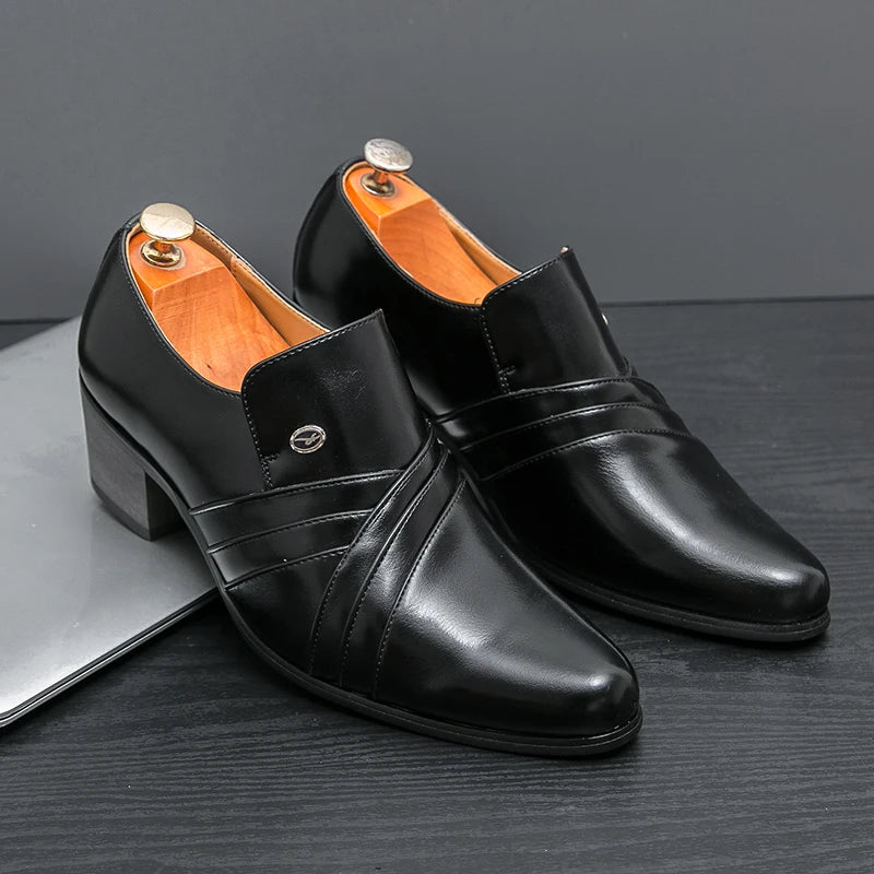 High-End Marke Herren Business Schnürschuhe Leder Erhöhte Höhe Britische Schuhe Herren Spitz zulaufende Zehe Schuhe Hochzeit Stiefel Größe:37-46