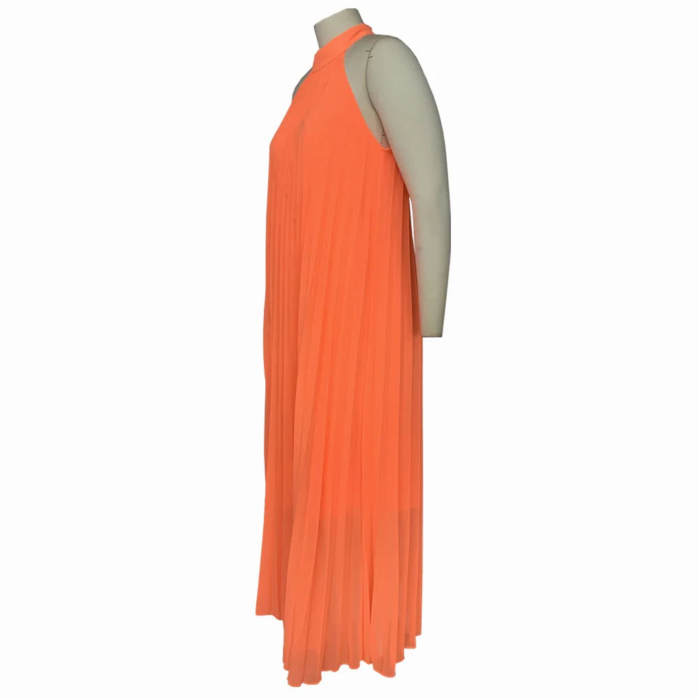 Wmstar Damen Übergröße Langarmkleid Ärmellos Bandage Neckholder Hohl Gesplitzt A-Linie Maxikleider Outfits Großhandel Dropshipping
