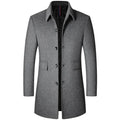 BROWON Brand Winter Coat Men  Autumn Solid Turn-Down Collar Wool Long Jacket for Men New Business Casual Keep Warm Outerwear