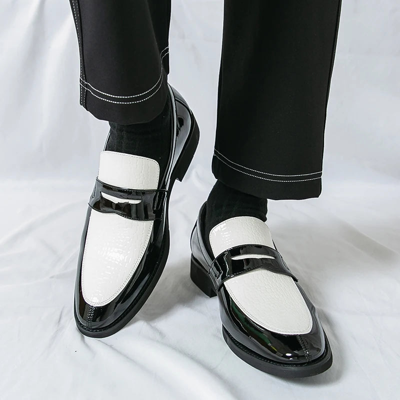 Slipper Schuhe Herren Color Blocked Business Freizeit Mode Rundkopf Formelle Hochzeitsschuhe