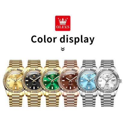 OLEVS 6736 Mens Watch High Quality Luxury Automatic Mechanical Wristwatch Waterproof Stainless Steel Watches Man