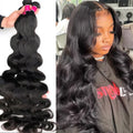 Raw Human Hair Bundles 28 30 inch Brazilian Hair Weave Bundles Body Wave Sew In Remy Hair Extensions 3 4 Bundle Virgin Hair Weft
