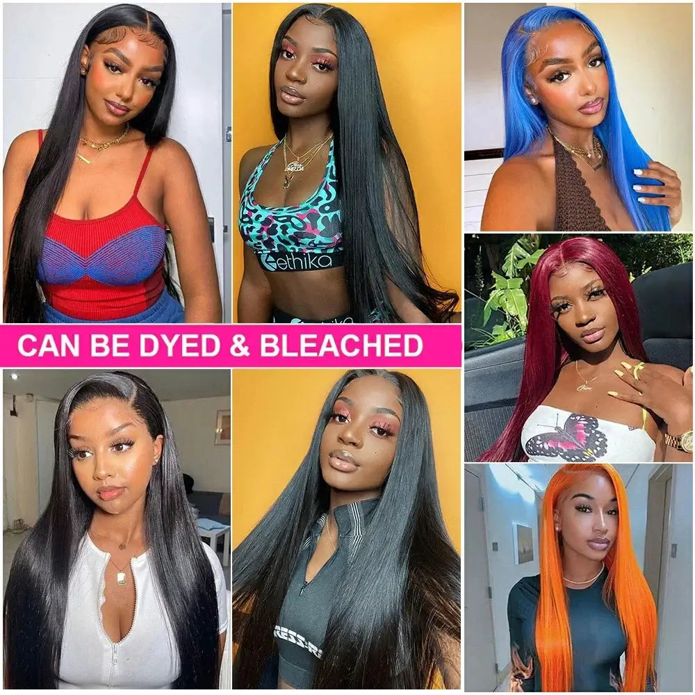 13x6 HD Transparent Bone Straight Lace Frontal Perücken 5x5 Glueless Wear and Go Echthaarperücke 220 Dichte für Frauen 30 40 Zoll