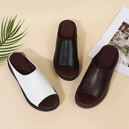 Women White Sandals Summer 2026 New Retro Wedge with Fish Mouth High Heels Thick Bottom Women's Shoes Large Size 44