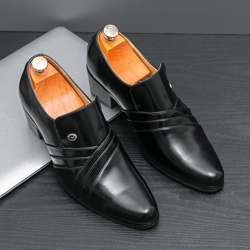 High-End Marke Herren Business Schnürschuhe Leder Erhöhte Höhe Britische Schuhe Herren Spitz zulaufende Zehe Schuhe Hochzeit Stiefel Größe:37-46