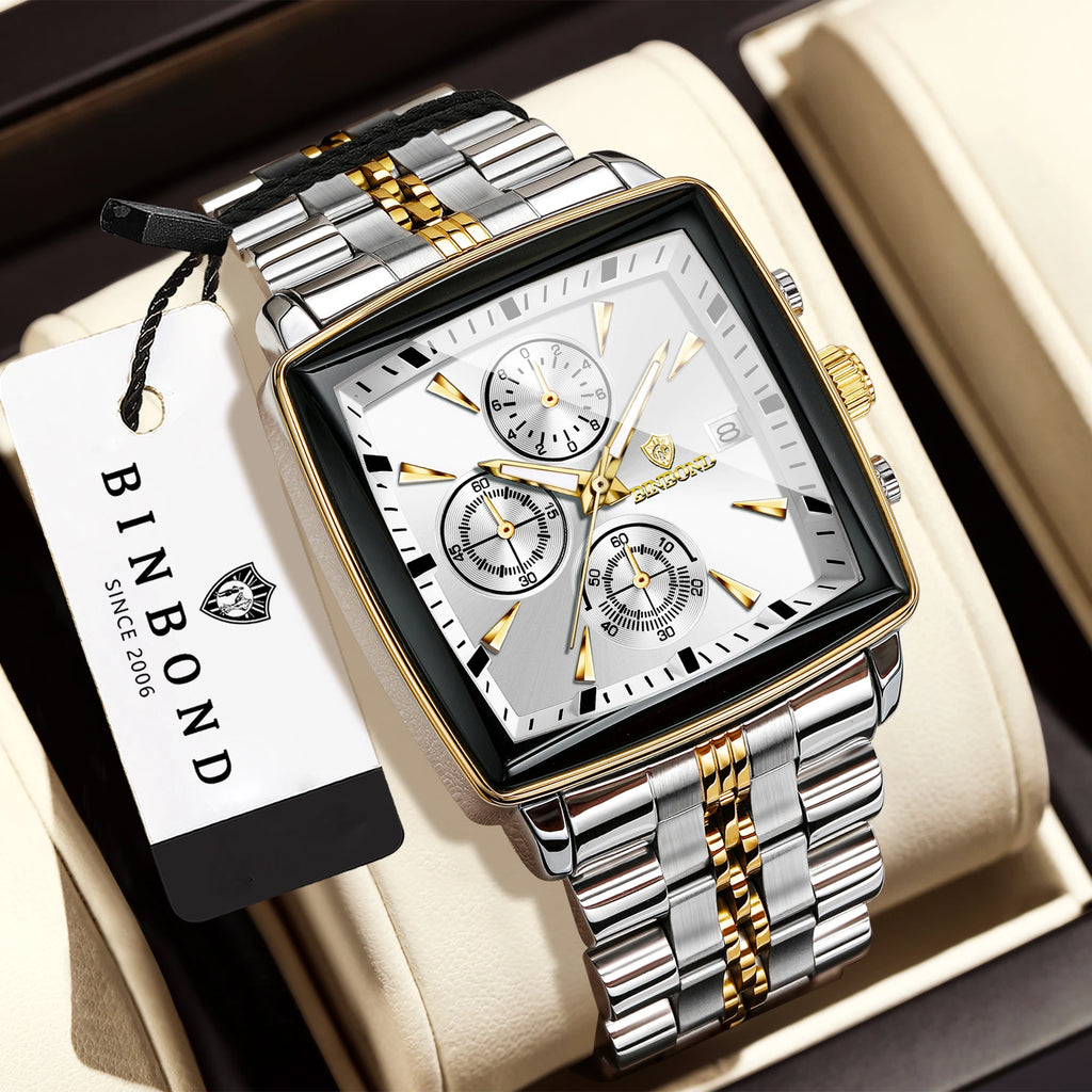 BINBOND Luxury Quartz Watches for Men Auto Date Chronograph Luminous Waterproof Men's Watch Business Sport Fashion Casual Reloj