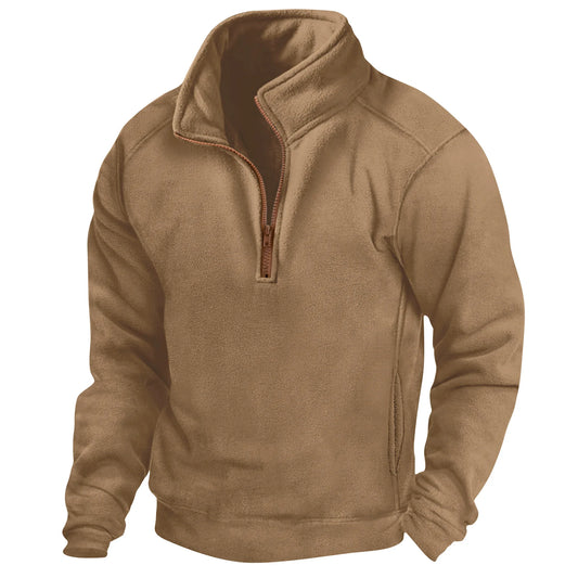Autumn and Winter Men's Fashion New stand collar stand collar long sleeve tactical pullover outdoor Sports training clothes