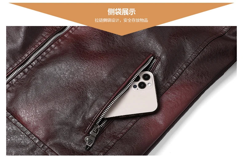 Men's Autumn Winter Men High Quality Fashion Coat Leather Jacket Motorcycle Style Male Casual Jackets For Warm Overcoat US Size