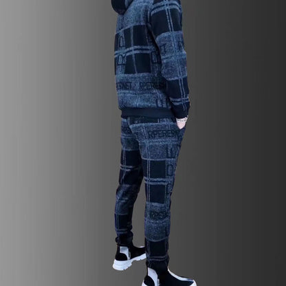 Mens Zipper Hoodie Tracksuit Set Luxury Logo Printed Jacket+Sweatpants Male Lapel Jacket Suit 2Pcs Outdoor Athletic Sets