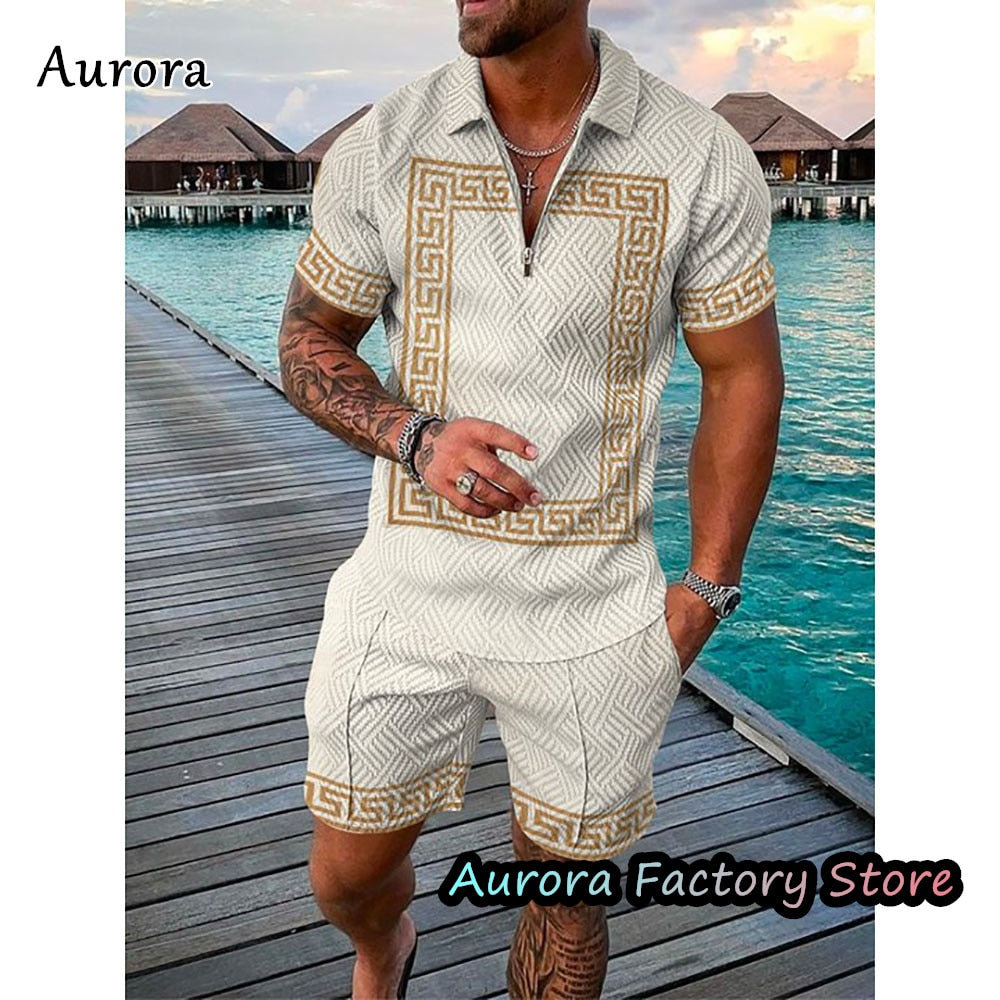 Luxury Men&#39;s Polo Set Summer Vintage Tracksuit Casual Stylish Outfit Male Polo Shirt Suit Hawaii Style Clothing New Streetwear