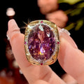 New copper plated platinum ring necklace earrings simulation bird's nest cut dried rose zircon jewelry light luxury high-end set