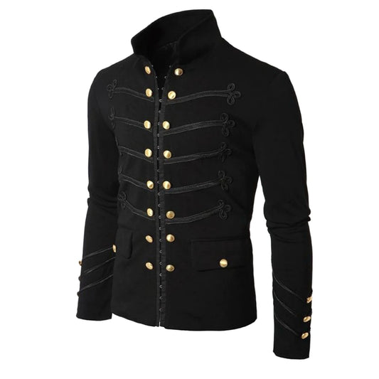 Steampunk Men Gothic Clothing Military Jackets Medieval Vintage Jacket Stand Collar Rock Frock Coat Men's Retro Punk Coat Tops