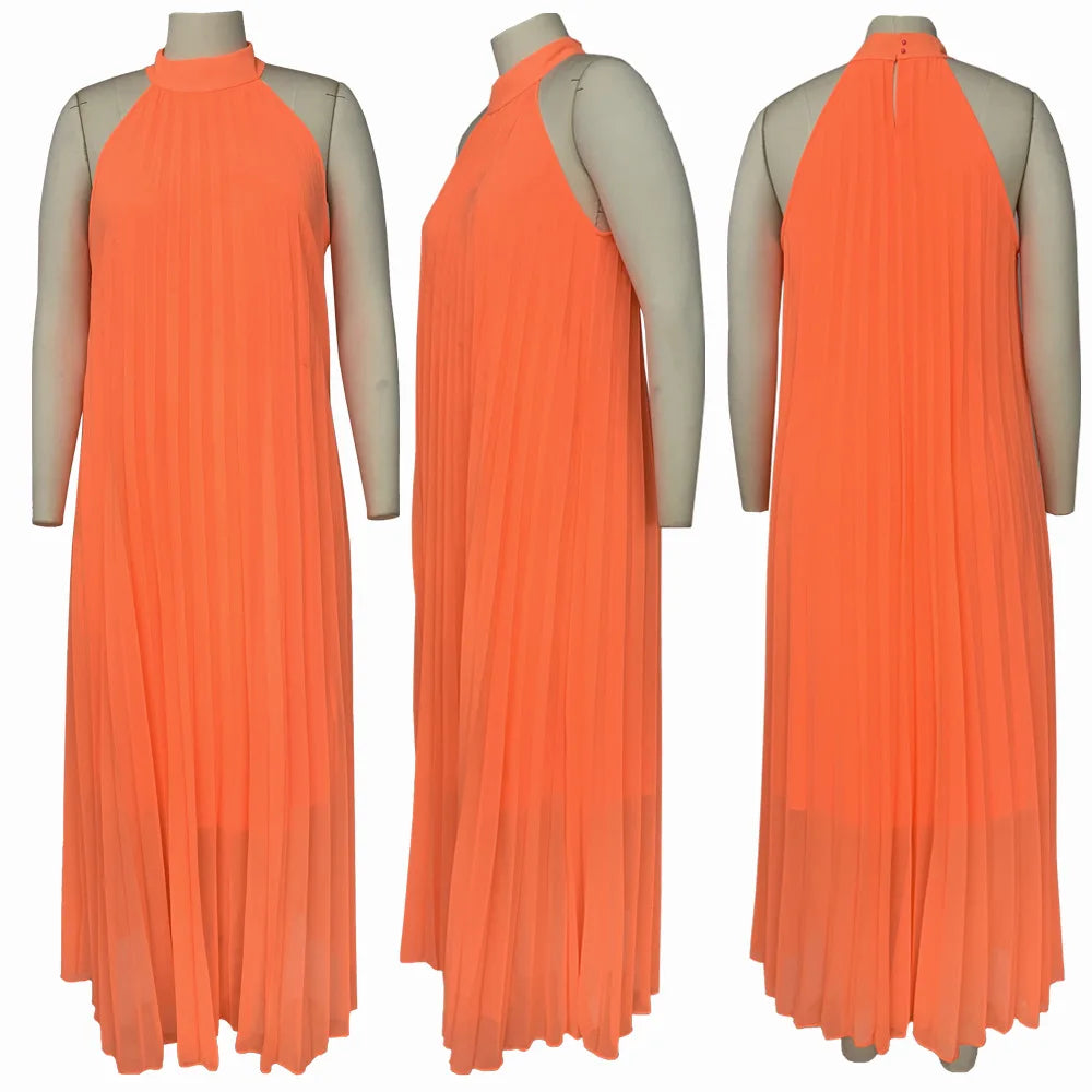 Wmstar Damen Übergröße Langarmkleid Ärmellos Bandage Neckholder Hohl Gesplitzt A-Linie Maxikleider Outfits Großhandel Dropshipping