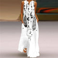 6 Colors Sleeveless Exaggerated Large Print Dress Women Casual White Vest Maxi Dresses Lady Summer Bohemian Seaside Dress