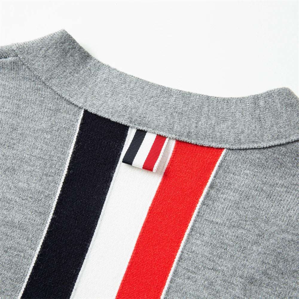 Original Designer Men's Knitted Cardigan V-neck Striped Autumn/Winter Long Sleeve Luxury Sweater Europe Fashion Trend Menswear