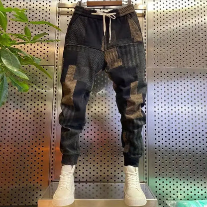 Plush Wool  New Men's SUMMER Winter Six Pocket Small Foot Casual Trousers Elastic Harem Trousers Loose Baggy Pants