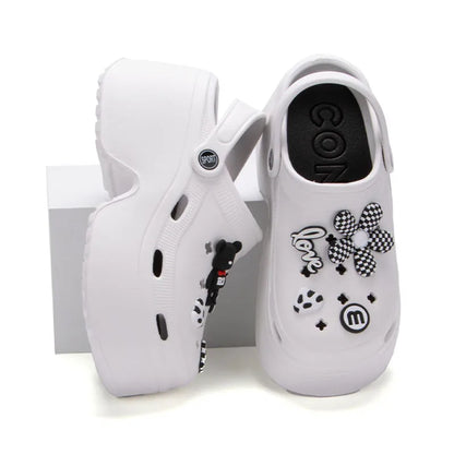 Women Chunky Platform Sandals  Summer Soft Thick Sole Diy Clogs Garden Shoes Woman Closed Toe Non-Slip Beach Slides Sandals