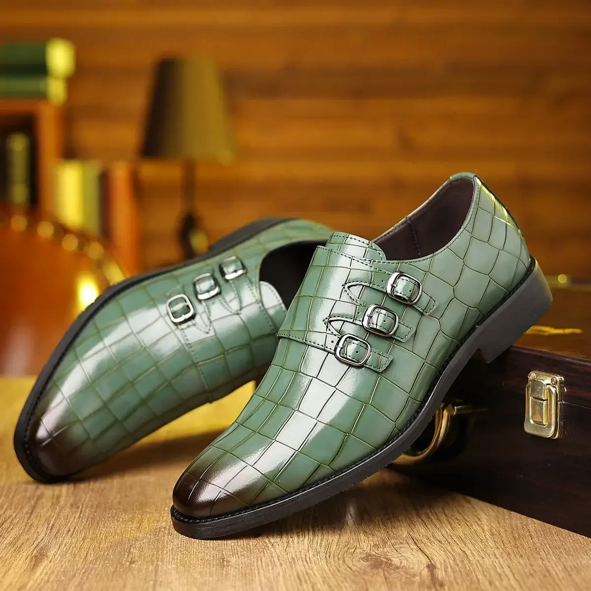 Schnallen-Designer-Große-Größe-Kleiderschuhe für Herren Steinmuster-Lederschuhe Männliche Frühling-Herbst-Mode Freizeitschuhe Businessschuhe Herren