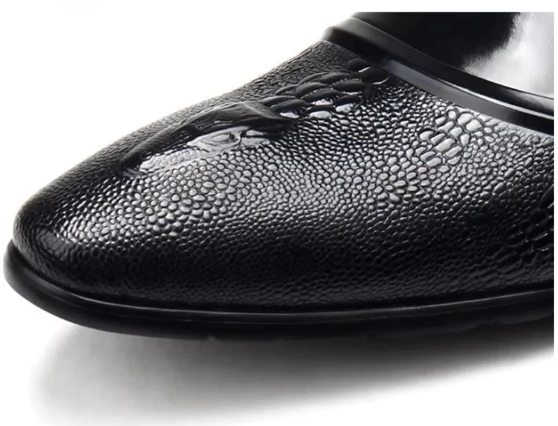 Elegante Herren-Lederschuhe, spitze Zehenpartie, Schnürung, Krokodilmusterprägung, Echtleder, formelle Schuhe, Hochzeitsschuhe, Gesellschaftsschuhe