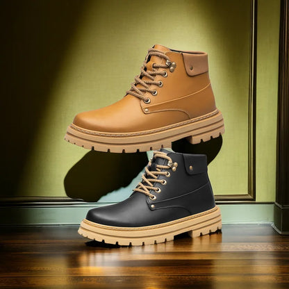 Man Elevator Oxford Chunky Shoes Men Chelsea Boots Leather Ankle Sneakers  Plus Size 37-48