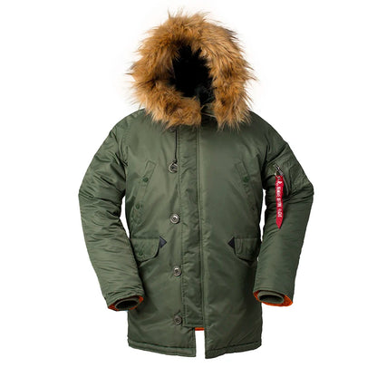 Winter N3B usaf waterproof puffer long coat military fur hood warm tactical bomber army thick us air force parka for men