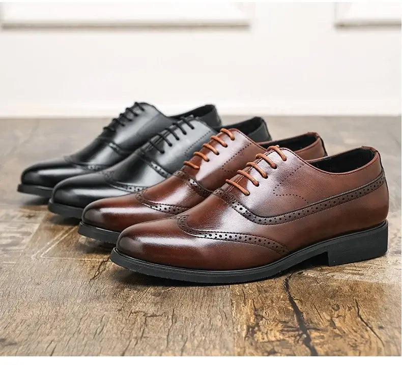 Herren Schwarze Brogue Oxford Schuhe Formelle Anzugschuhe für Business Hochzeit Rote Sohle Bequeme Schnürschuhe