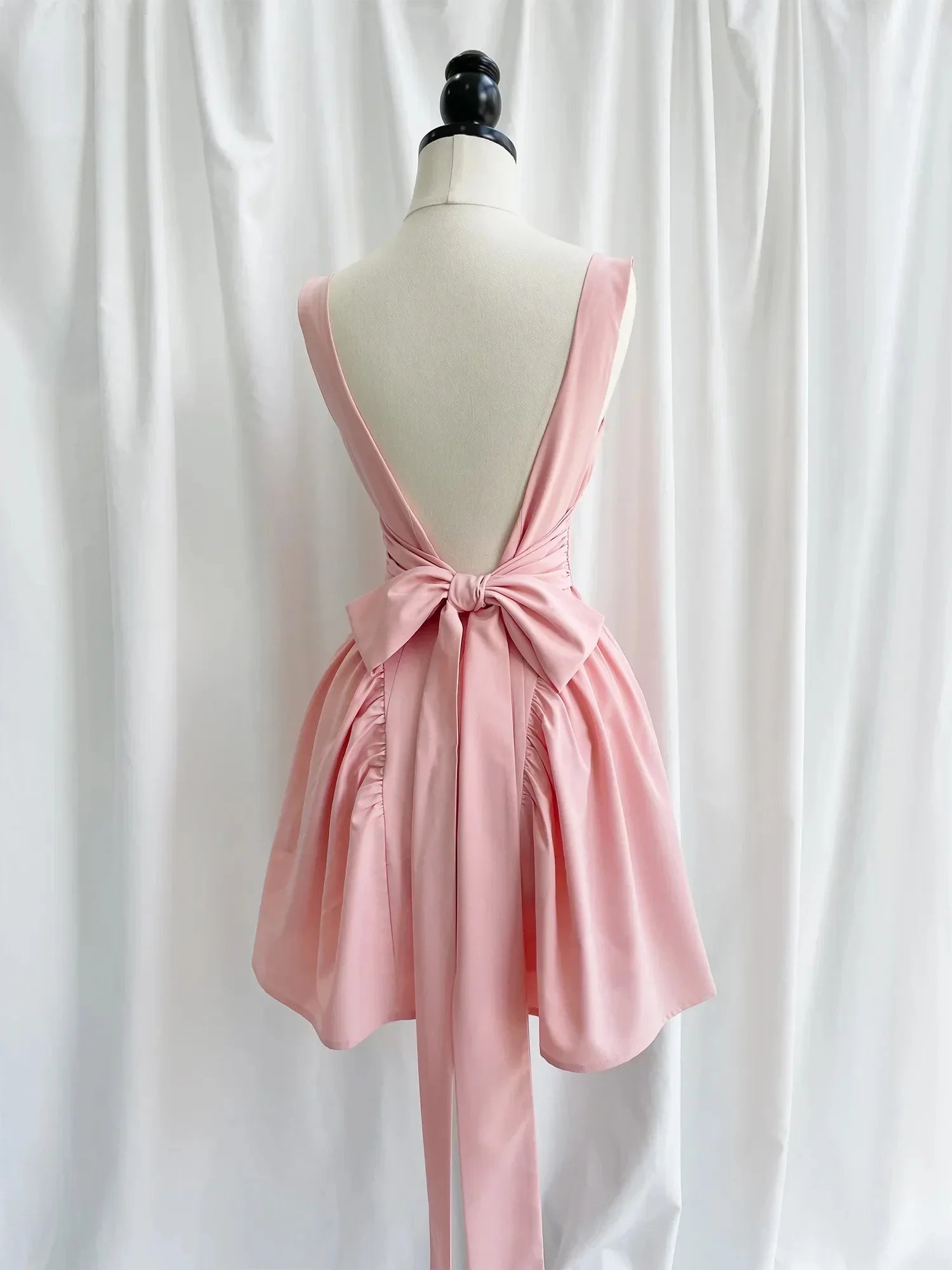 Suninheart Summer Sexy Square Collar Backless Party Dresses Mini White Drape A Line Night Date Dress Big Bow Women New In Dress
