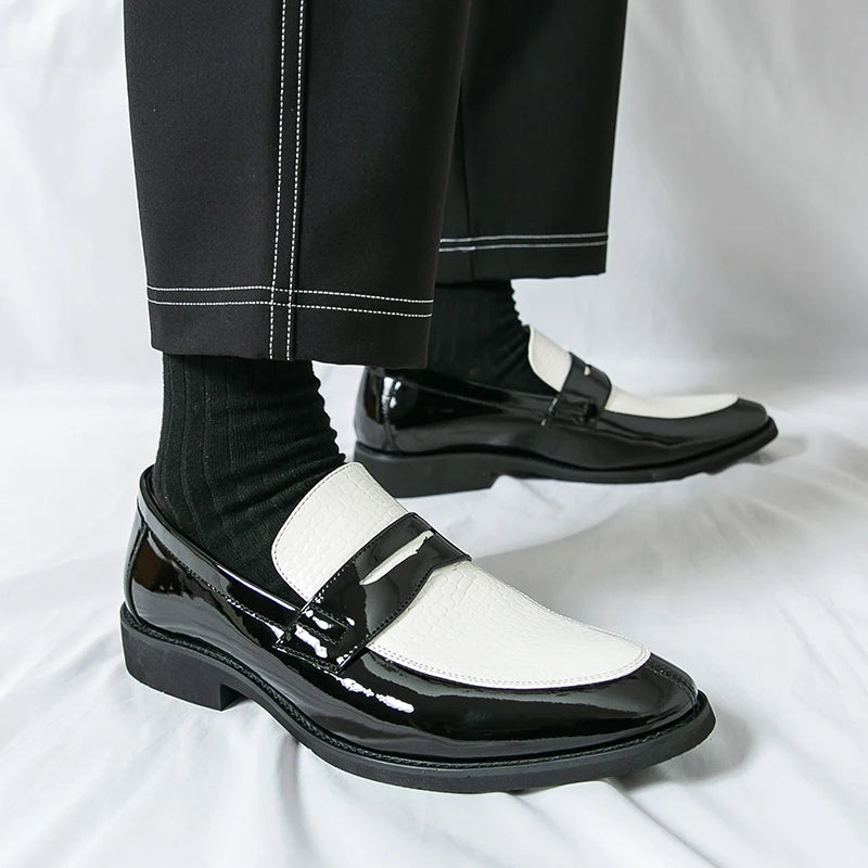 Slipper Schuhe Herren Color Blocked Business Freizeit Mode Rundkopf Formelle Hochzeitsschuhe