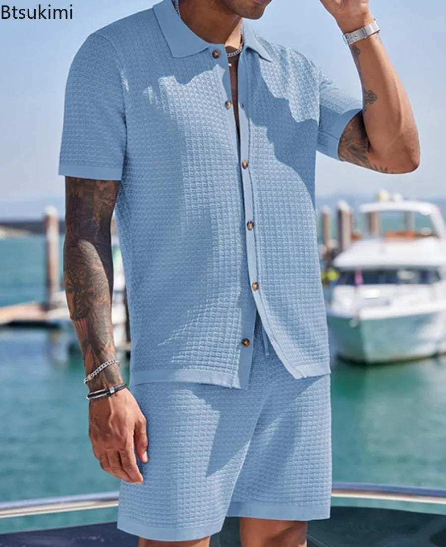 Hawaiian Vacation Suits Men's Summer Lapel Short Sleeve Shirt Shorts 2-piece Sets Fashion Streetwear Male 3D Print Casual Outfit